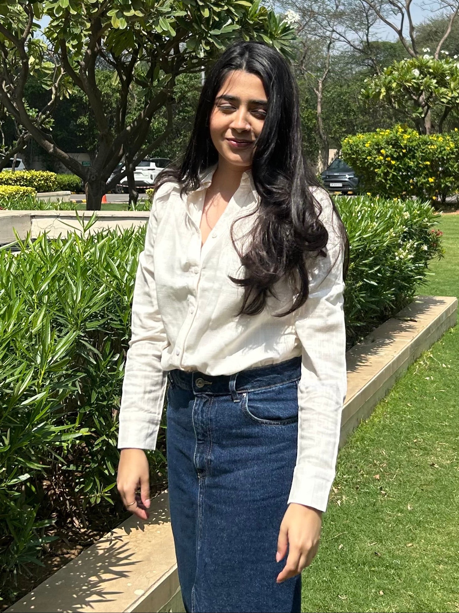 Pearl ✦ Off White Premium Linen Blend Shirt￼