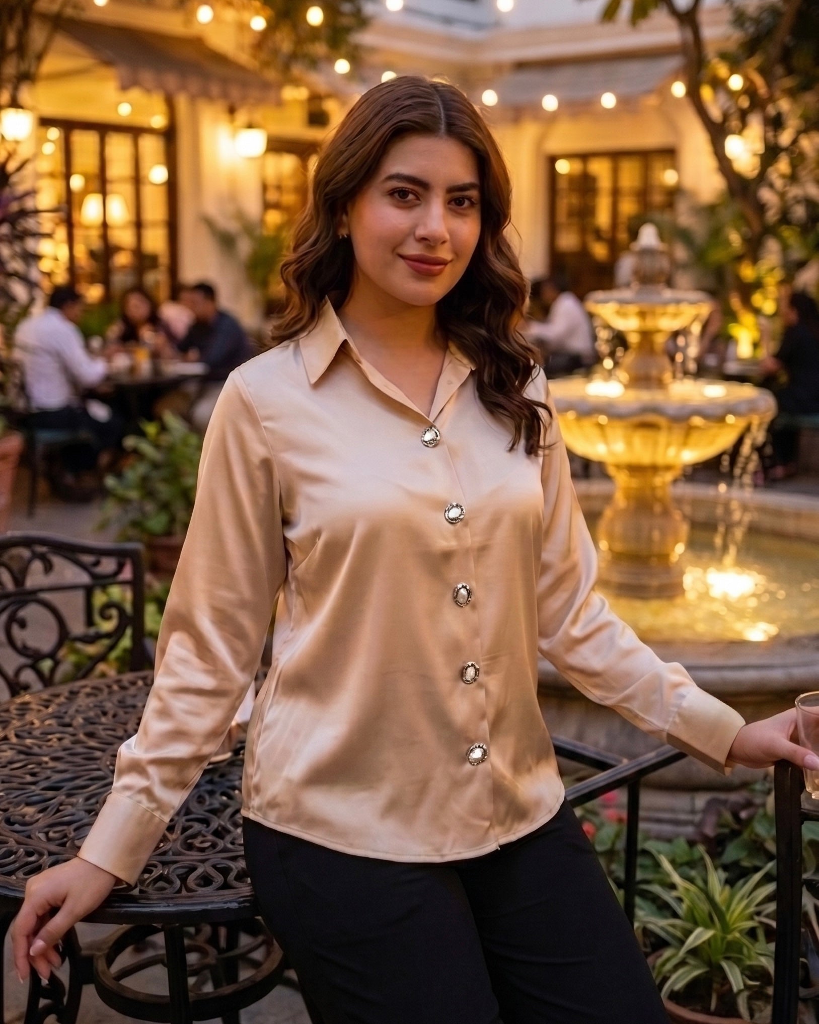 Stardust ✦ Champagne Summer Satin Shirt