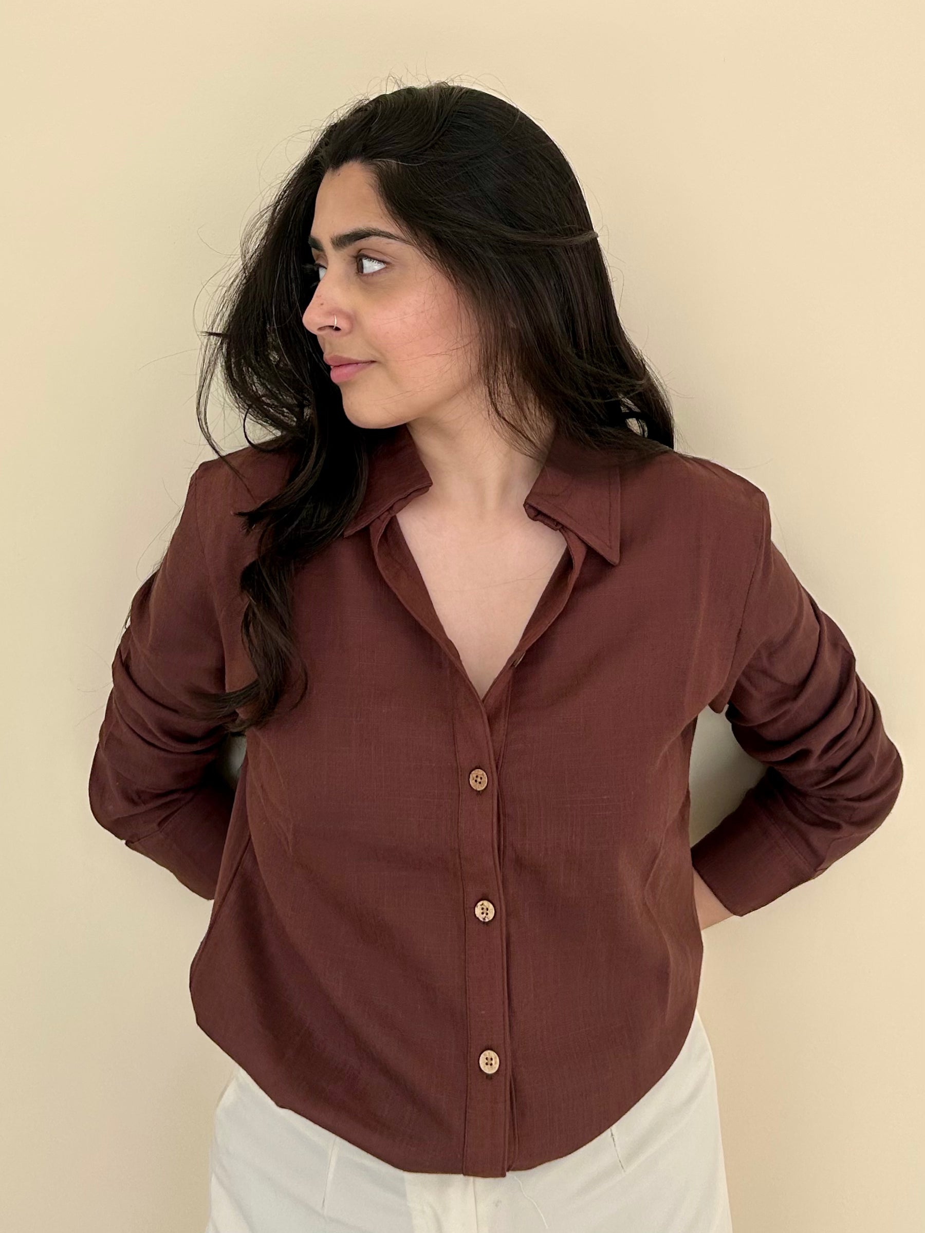 Chestnut ✦ Brown Premium Linen Blend Shirt