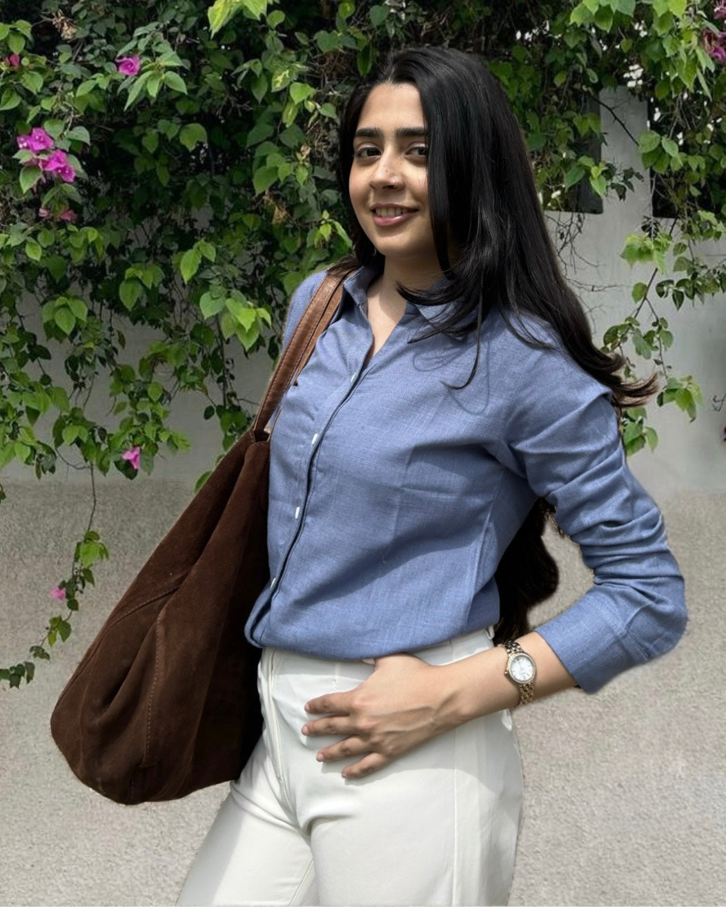 Harbour ✦ Blue Premium Linen Blend Shirt￼