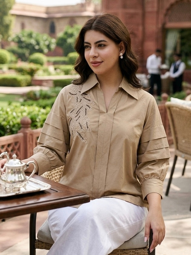 Sand ✦ 100% Cotton Buttonless Shirt