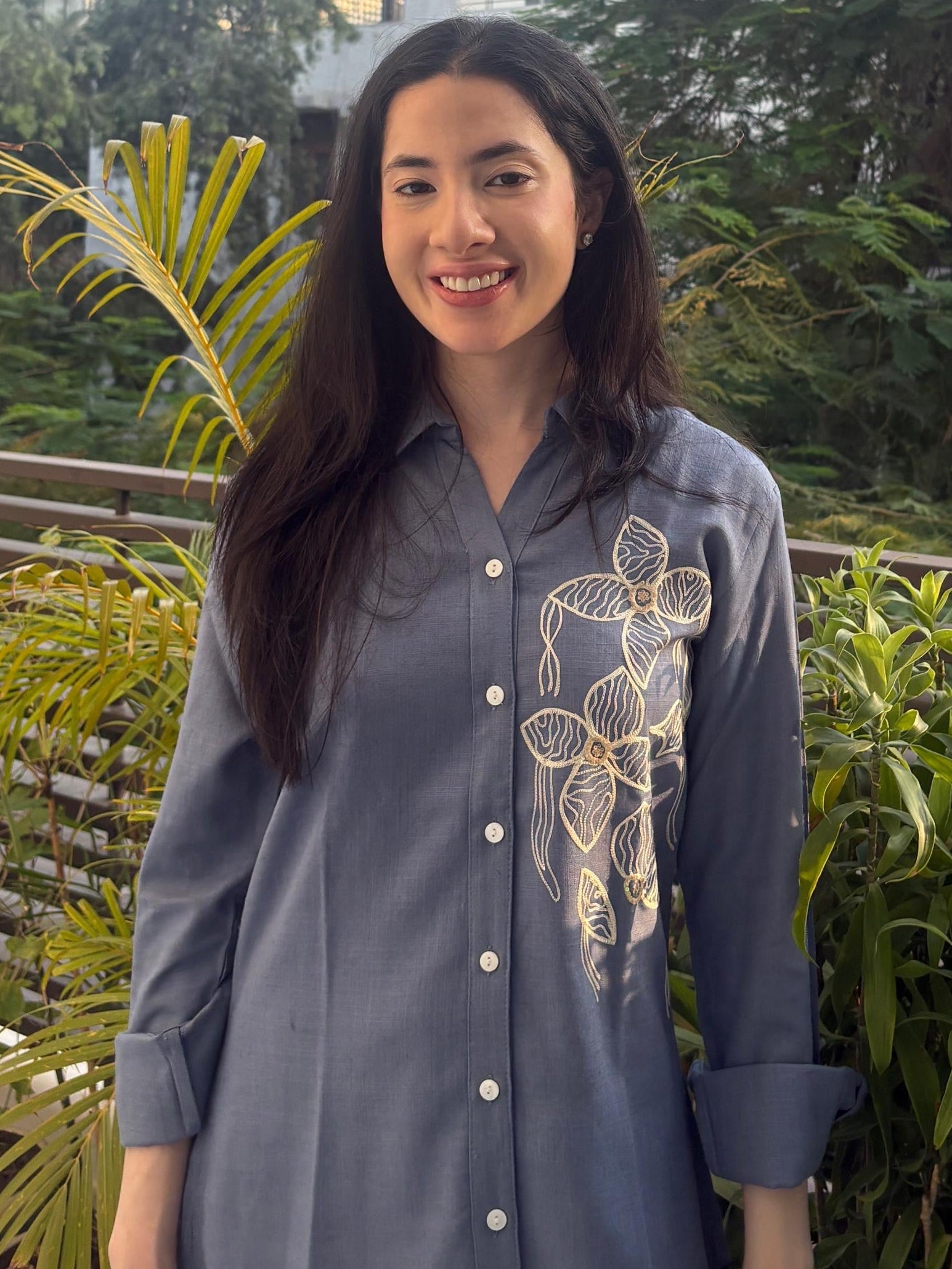 Water Lily Bloom ✦ Blue Premium Linen Blend